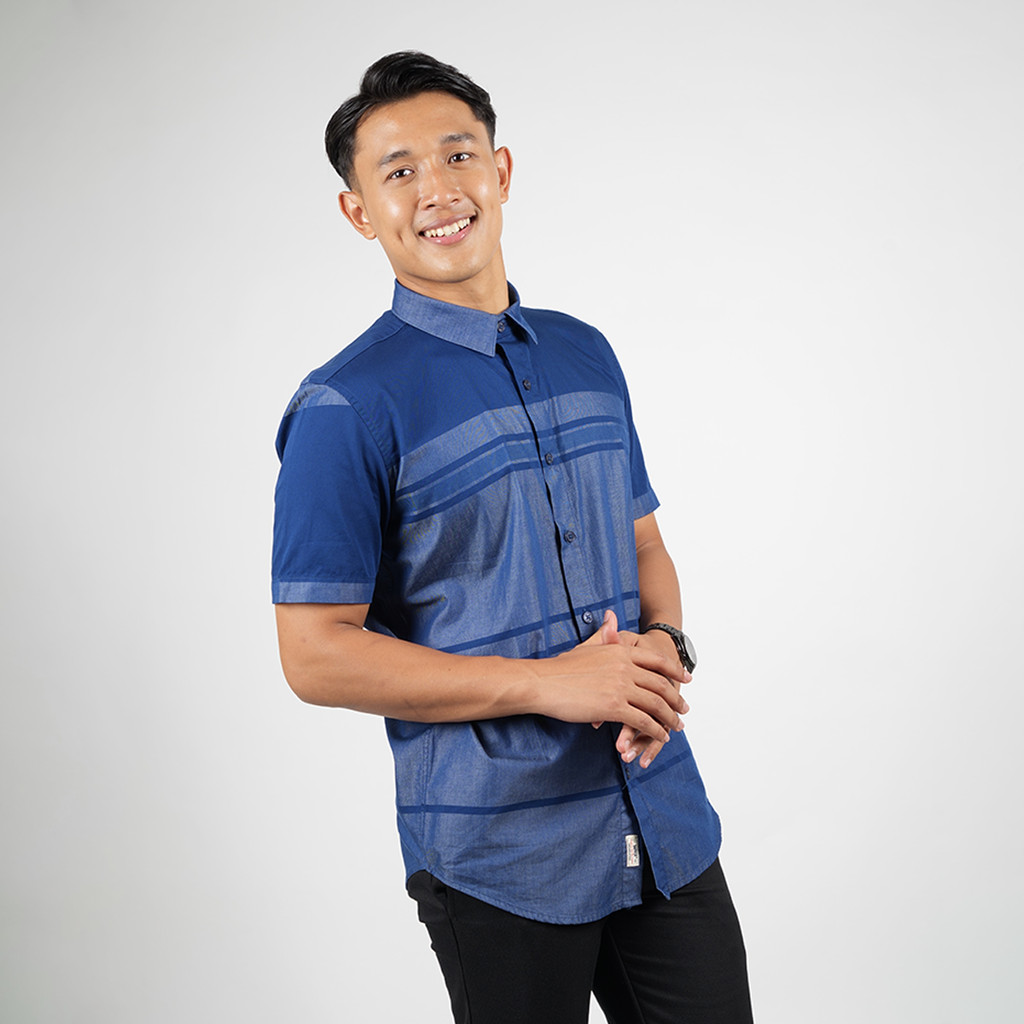 DAPPER เสื้อเชิ้ตลําลองทรงเข้ารูปสีน้ําเงิน - 9319PJJ