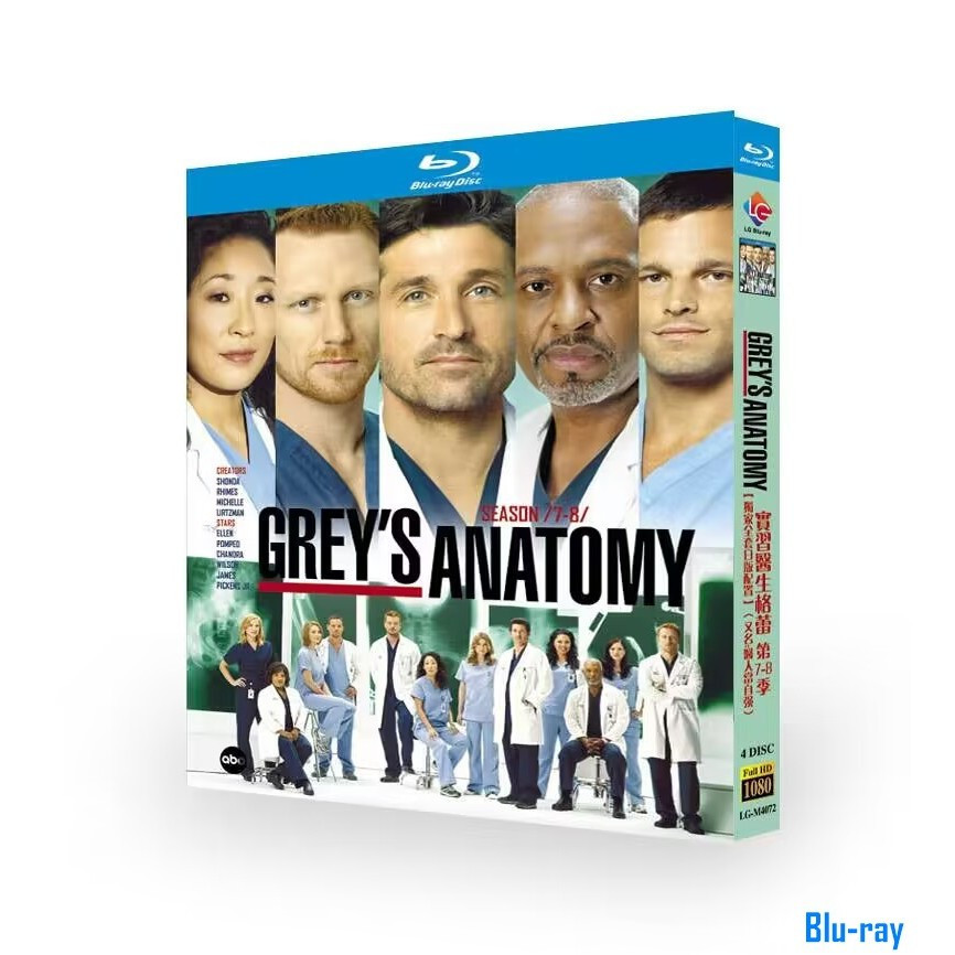 [BRAND NEW SEALED] American Drama Greys Anatomy Season 7-8 (2010-2011) กล่อง Blu-ray 4 แผ่น