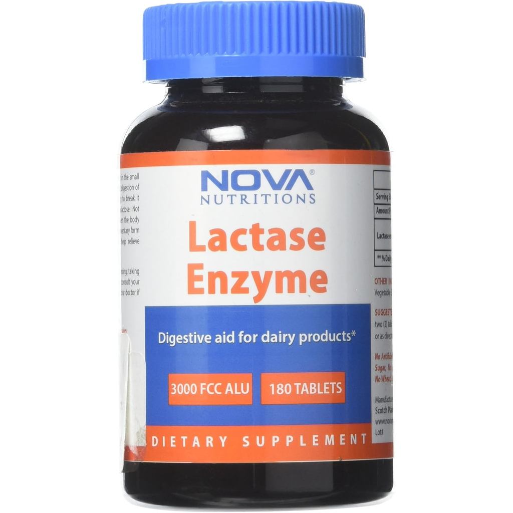 Nova Nutritions Lactase Enzyme 3000 FCC ALU 180 เม็ด