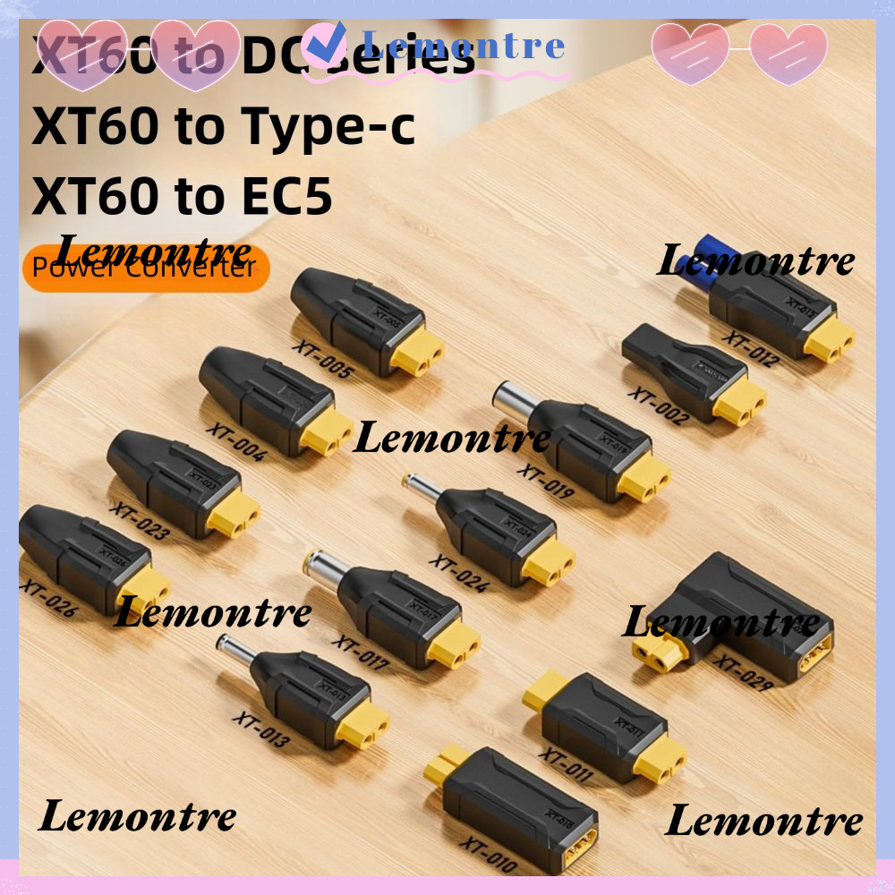 LEMONTRE อะแดปเตอร์ USB C ถึง XT60, 5525 7450 20V/5A XT60 ถึง EC5 Converter, Universal ชายหญิง 100W DC อะแดปเตอร์ชาร์จสําหรับเครื่องบินรุ่น Energy Storage Outdoor Power