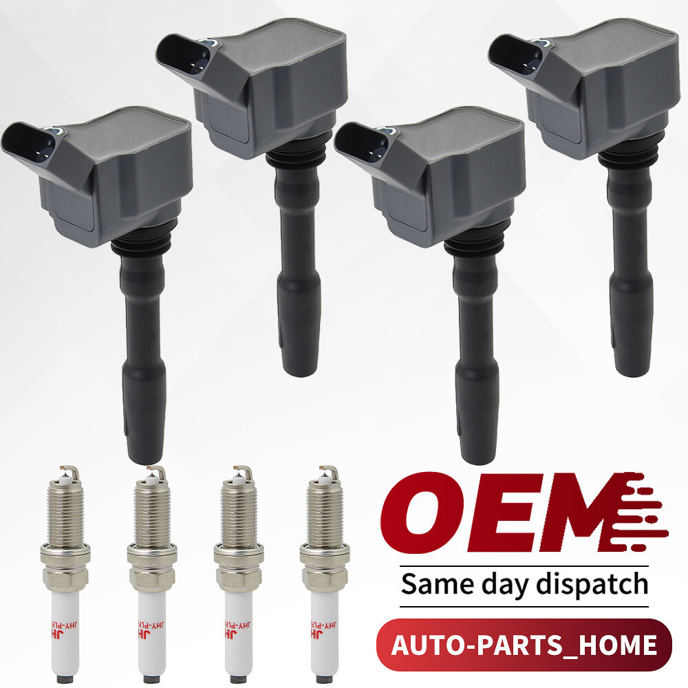 4X คอยล์จุดระเบิด + หัวเทียน 4X สําหรับ Audi A3 A4 Q3 Q5 Beetle Golf Jetta UF716