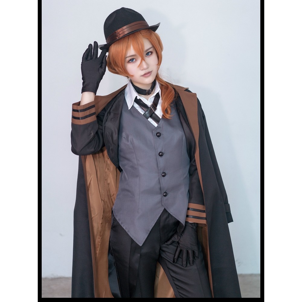 ชุดคอสเพลย์ Dazai Osamu จาก Manya Bungou Stray Dog สีดำ พร้อมเครื่องประดับ cosplay