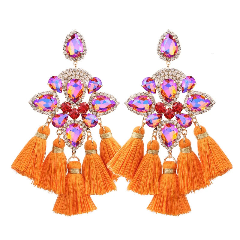 New Brincos Crystal Earrings Big Drop Earrings For Women Tassel Earings voor vrouwen Earrings Dangle