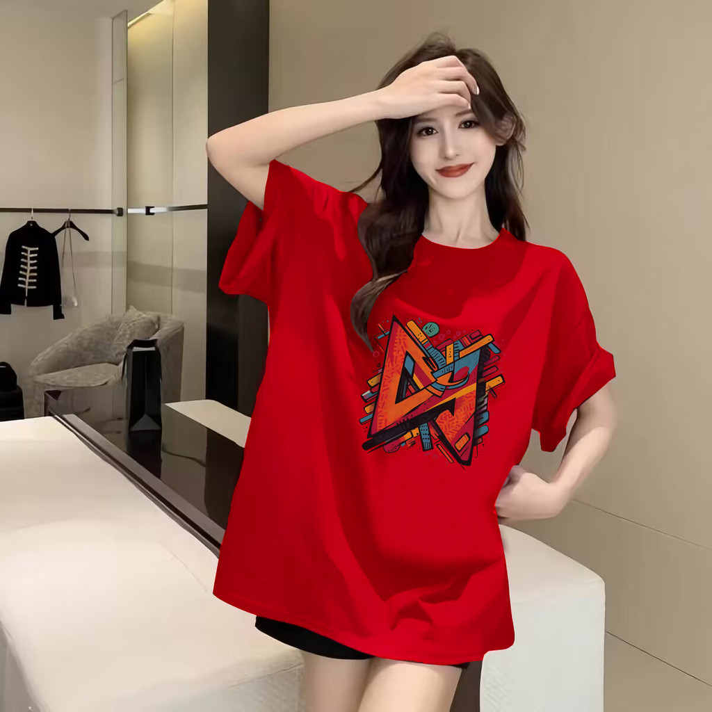 220G 100% CottonSI 2026 ปีใหม่เสื้อยืดแขนสั้น Oversize ผู้หญิงที่ไม่ซ้ํากัน OOTDS CNY Horse Lives 33