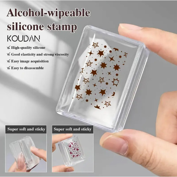 เล็บเครื่องมือทําเล็บเล็บ Stamper Square Silicone Seal Quick Drawing Transparent Stamp KOUDAN