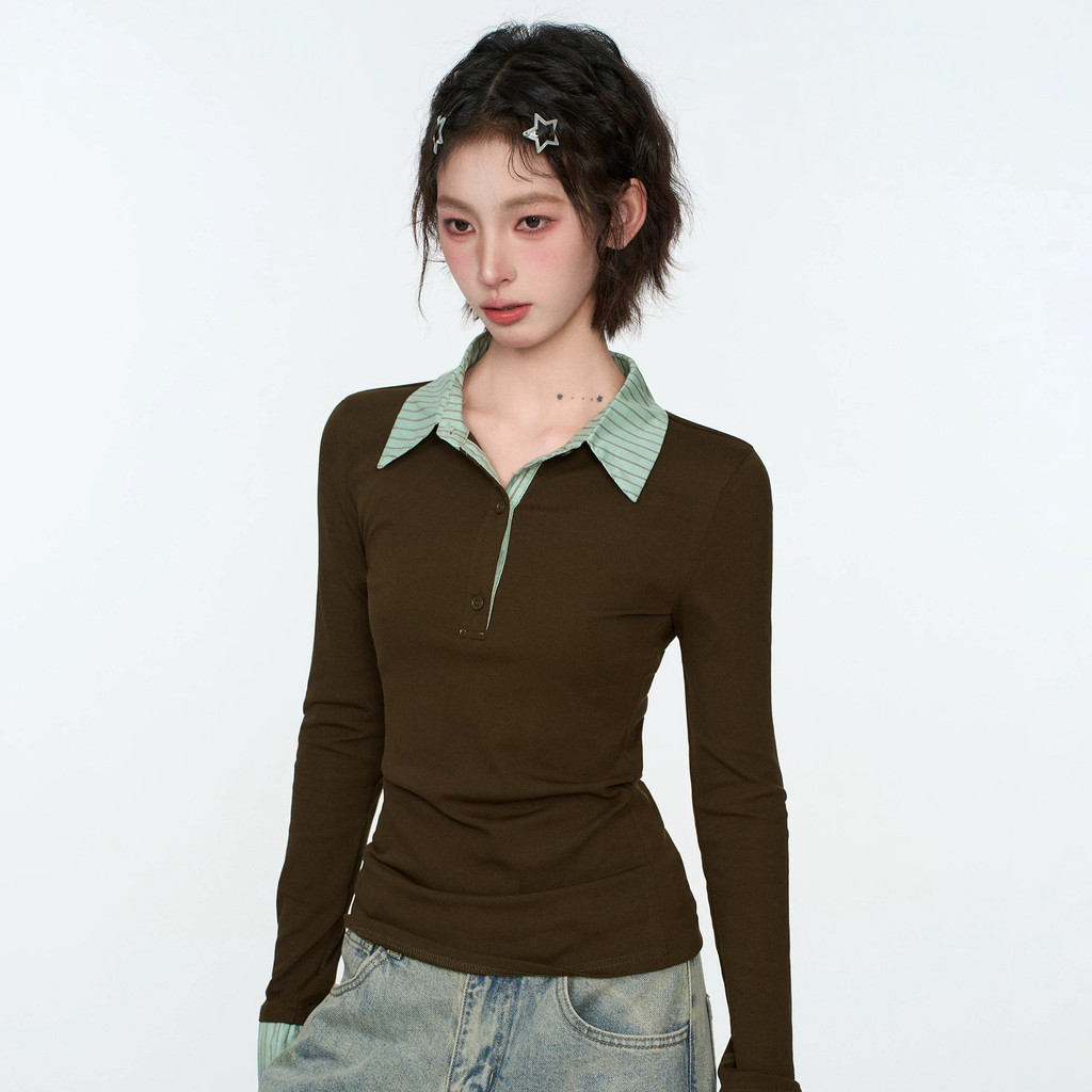 VaVa【ในสต็อก】เสื้อยืดแขนยาวทรงสลิมฟิตสำหรับผู้หญิง ฤดูใบไม้ร่วง/ฤดูหนาว ปี 2025 มาพร้อมดีไซน์ที่เป็นเอกลักษณ์และทันสมัย - รูปที่ 6