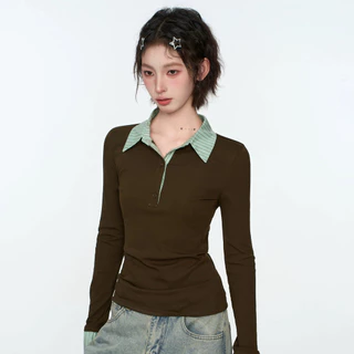 VaVa【ในสต็อก】เสื้อยืดแขนยาวทรงสลิมฟิตสำหรับผู้หญิง ฤดูใบไม้ร่วง/ฤดูหนาว ปี 2026 มาพร้อมดีไซน์ที่เป็นเอกลักษณ์และทันสมัย