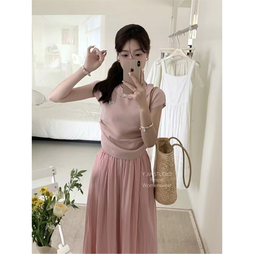 เสื้อกันหนาวผู้หญิง สไตล์สั้นทันสมัย แขนฟลายิง คอปกเลื่อม สวมใส่ง่ายในฤดูร้อน FLD2