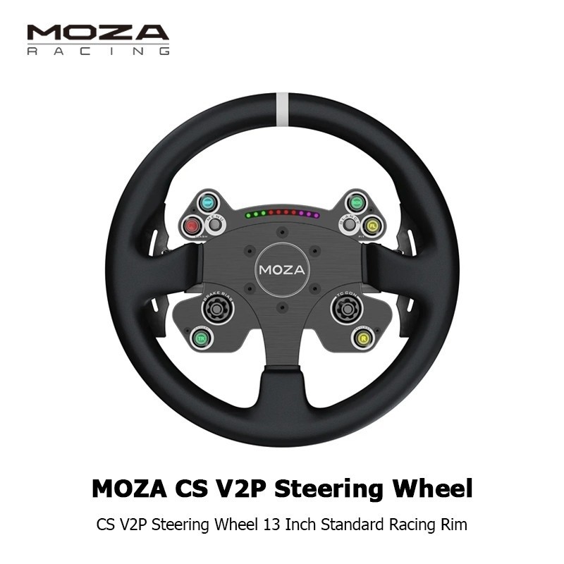 MOZA Racing CS V2P Steering Wheel 13 Inch Standard Racing Rim With Aviation Grade Aluminum Alloy Fra
