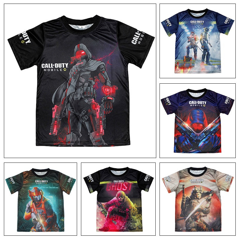เสื้อยืดเด็ก Call of Duty Jersey พิมพ์การ์ตูนเกมตัวอักษรเสื้อ Jersey [6-12 ปี]