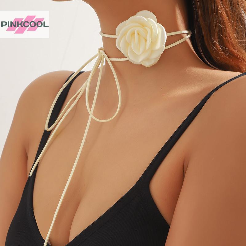 Pinkcool สร้อยคอมีด.Rawไม้ขนาดใหญ่และสายคล้องแบบเค้นคอดีไซน์สำหรับผู้หญิง