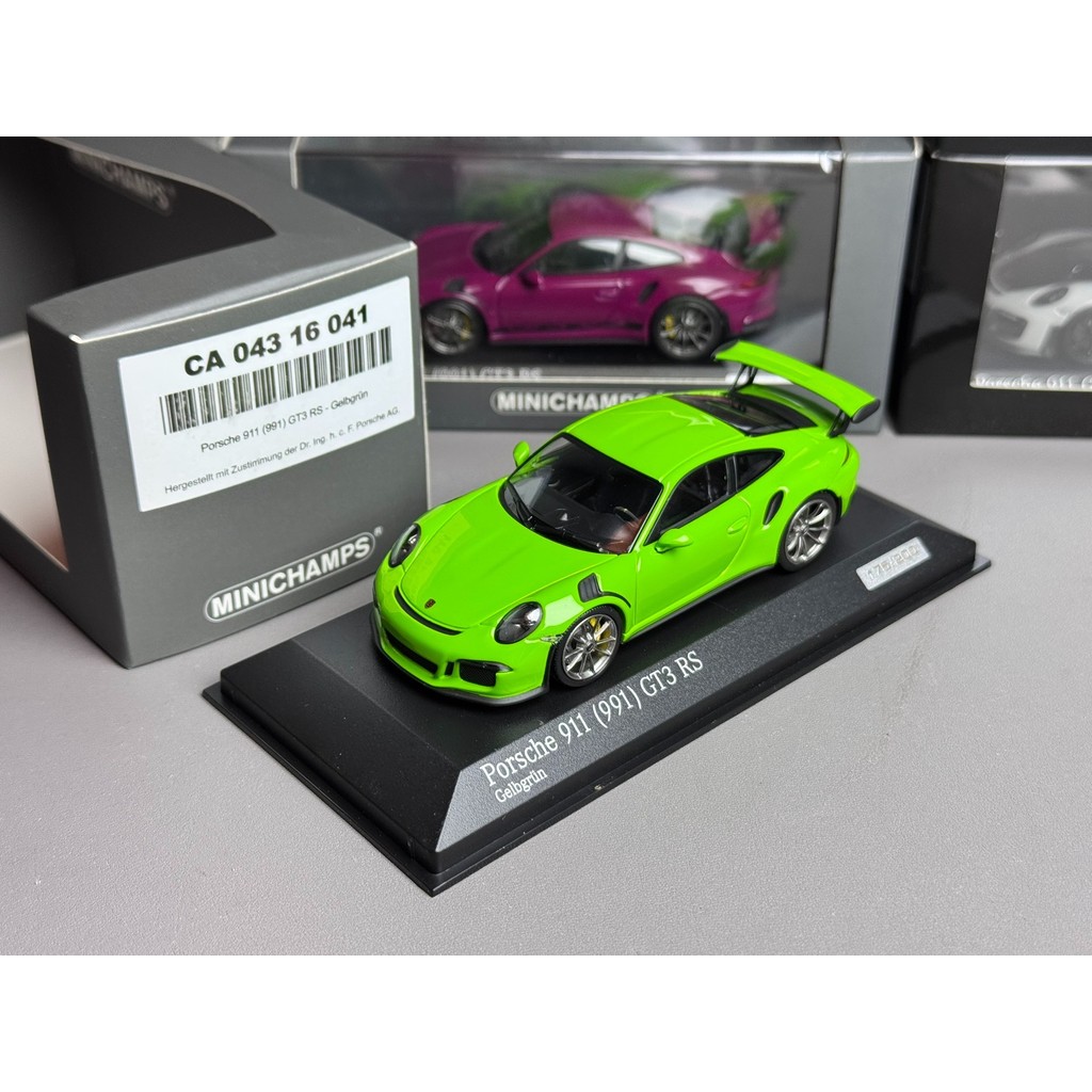 มินิคัท 1/43 มินิคัท 1/43 ปอร์เช่ 911 (991) GT3 อาร์เอส สีเขียวยินดีต้อนรับสู่คําถามที่ผิดปกติ สภาพร