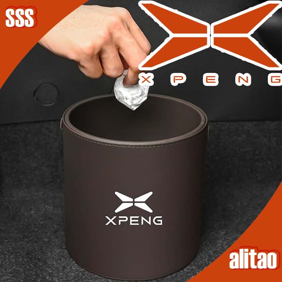 [READY]XPENG G6 Car-mounted Leather Trash Can with Lid XPENG X9 Body Kit Decoration  Storage box  XPENG X9 EV Auto Parts ACBB