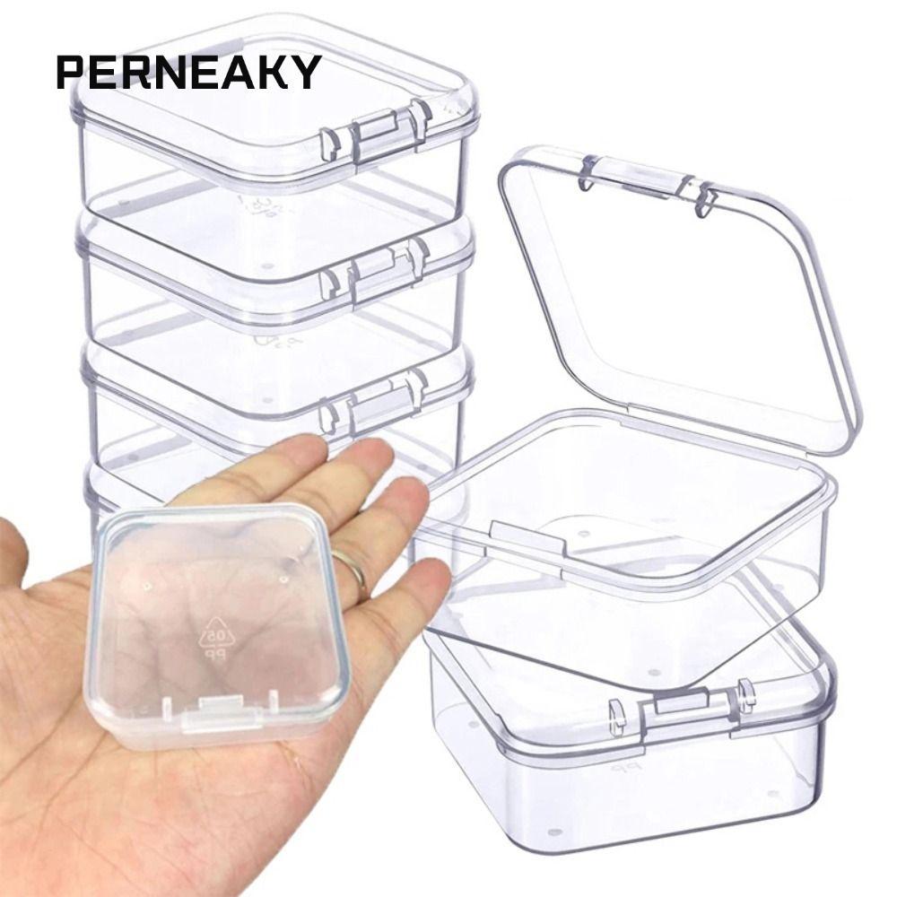 PERNEAKY กล่องเก็บต่างหู, กล่องเก็บสี่เหลี่ยม PP หลายขนาด, กล่องจัดระเบียบเครื่องประดับกันฝุ่นโปร่งใส