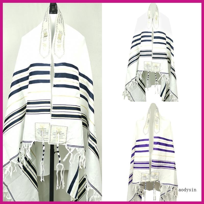 (ส่วนลดสูง)aodysin.th Tallit ผ้าคลุมไหล่ผ้าฝ้าย Ksher Tallit Gadols Tzitzit สําหรับ Praying Wash Iro