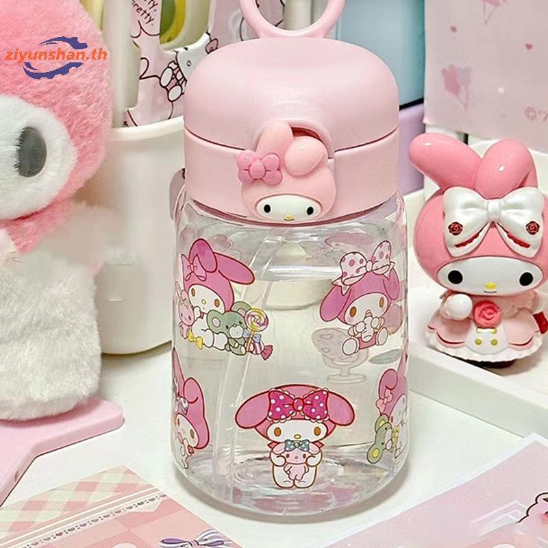Ziyunshan 400ML Cinnamoroll Sanrio ขวดน้ําอะนิเมะ Kuromi Melody พลาสติกการ์ตูนน่ารัก Apanying ถ้วยฟาง Kawaii ของขวัญวันเด็ก th