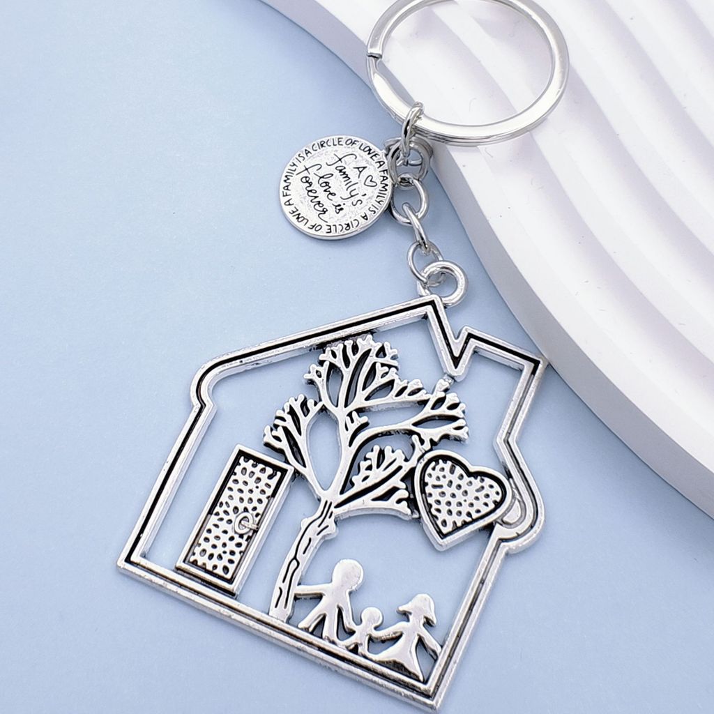 รักครอบครัวตลอดกาล New House Family Love Tree Family of Three Keychain Car Ornament