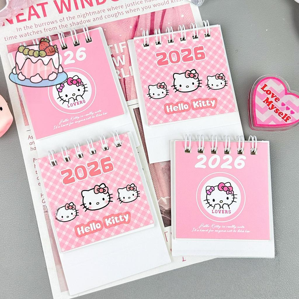 [Sep] 2026 การ์ตูน Sanrio Hello Kitty Mini ปฏิทินตั้งโต๊ะ Creative Desktop Decoration Daily Planer O