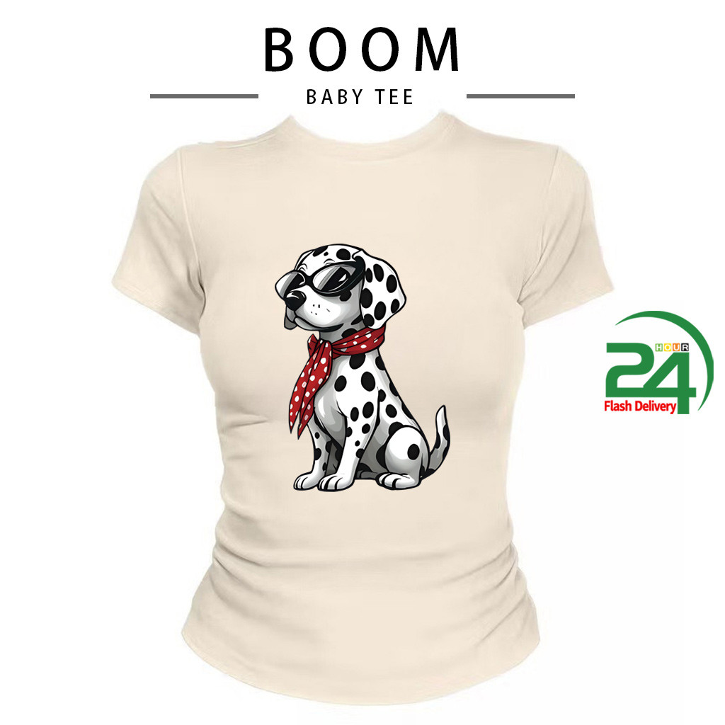 COD(จัดส่งภายใน 24 ชั่วโมง)BOOM เกาหลี เสื้อครอปเข้ารูปBaby tee y2k เสื้อคอกลม เสื้อน่ารัก DG28