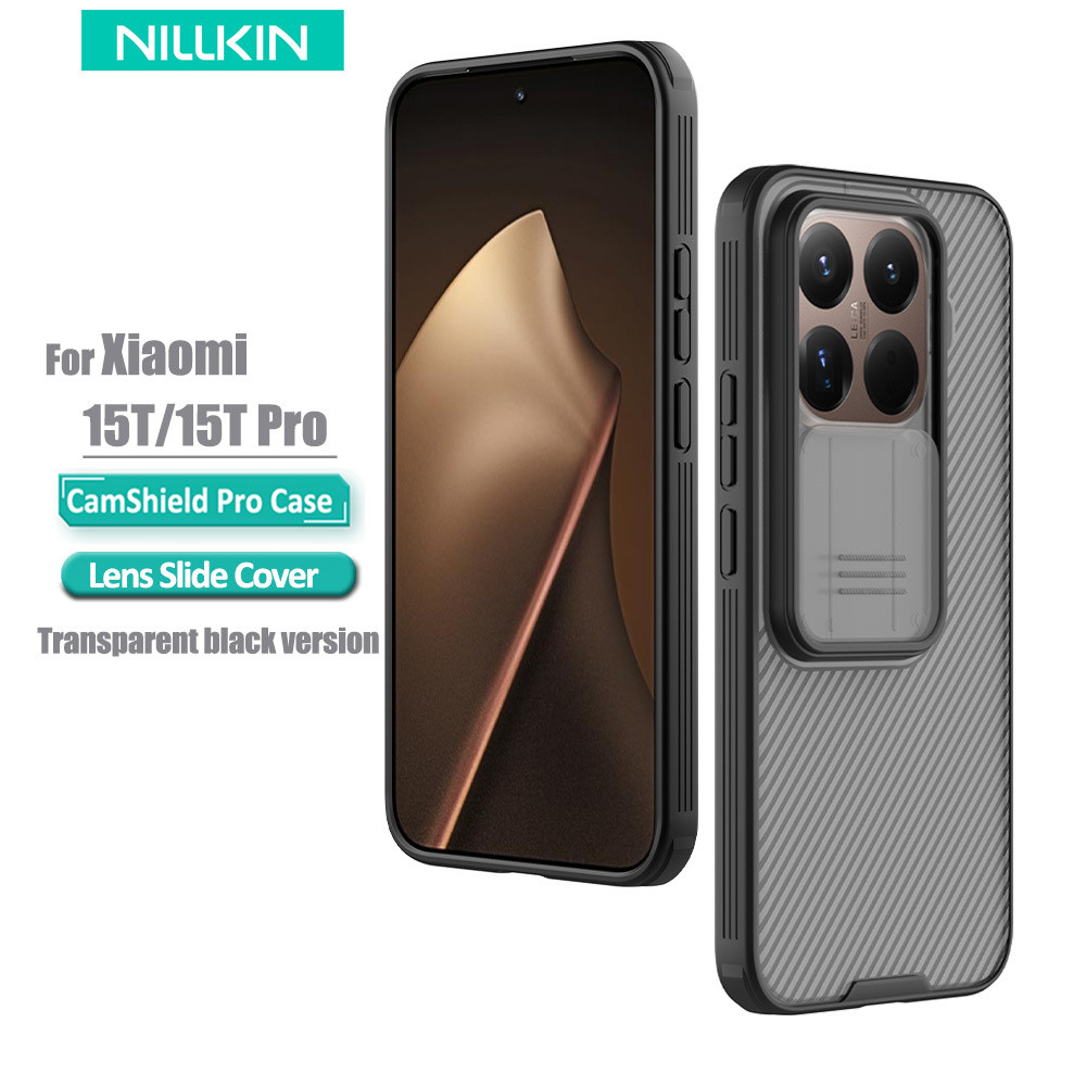 เคสฝาครอบสไลด์เลนส์ Nillkin สําหรับ Xiaomi 15T Pro 15T CamShield PC Hard Back Case (สีดําโปร่งใส)