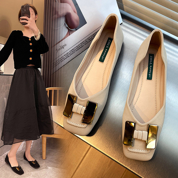 รองเท้าไซส์ใหญ่ 45 รองเท้าไซส์ใหญ่ 41 45 3688-34รองเท้าส้นต่ํา2023ฤดูใบไม้ผลิรองเท้าแบนผู้หญิงตักรอง