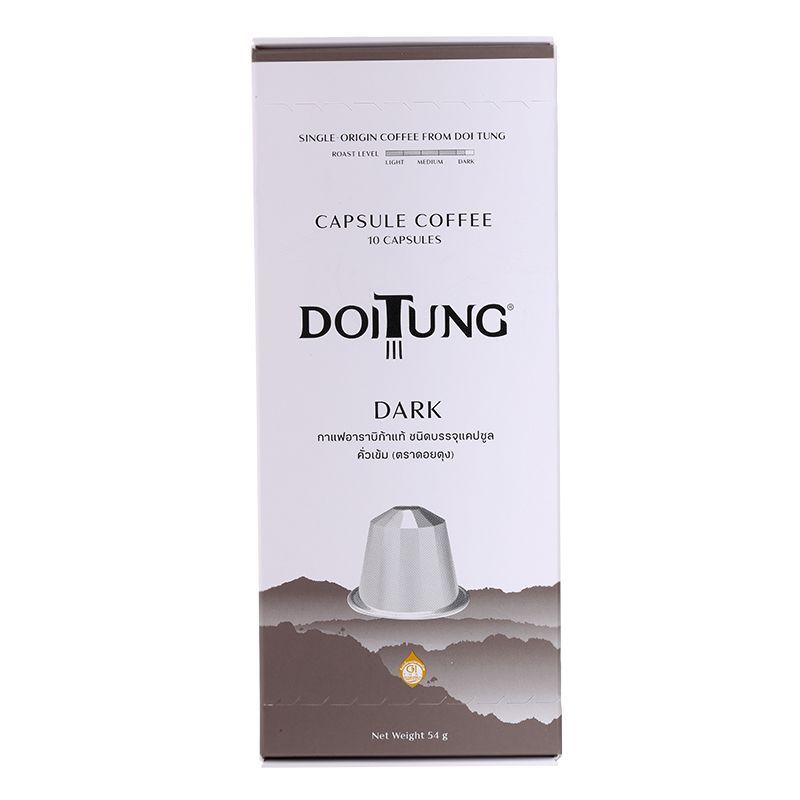ดอยตุงแคปซูลกาแฟคั่วเข้ม 10แคปซูล 54ก Doi Tung Coffee Capsule Dark Roasted 10Capsules 54g [8855263005086 ]