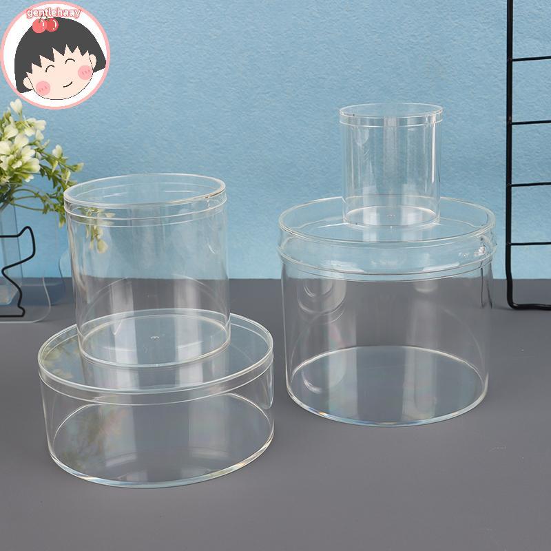 Gent 1 PC อะคริลิคกล่องขนมพลาสติกใสรอบเค้กกล่องขนมช็อกโกแลตงานแต่งงานโปรดปราน Paaging คอนเทนเนอร์ EN
