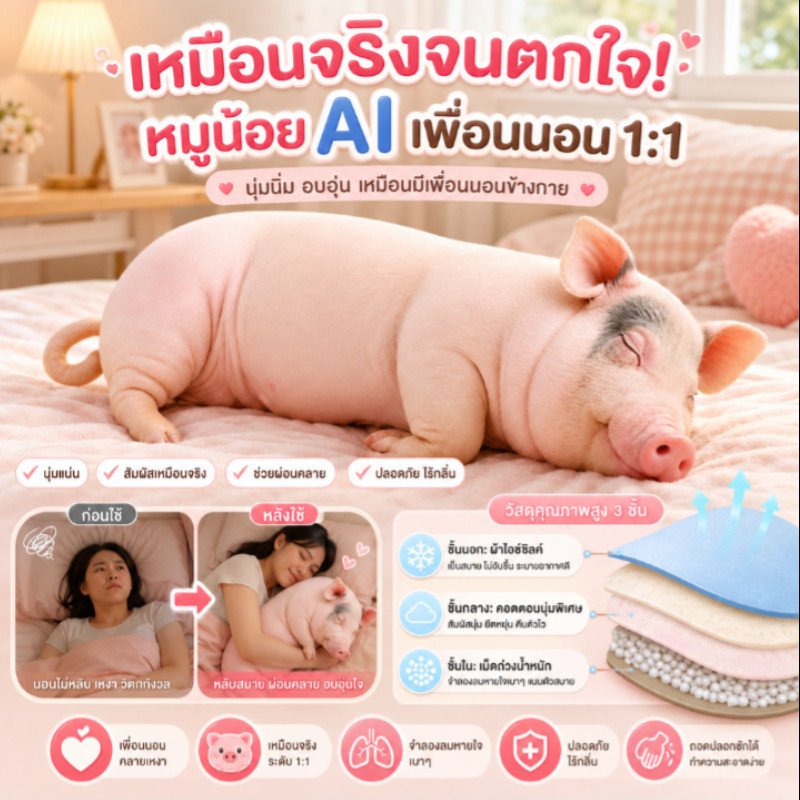 หมอนข้างหมู/ตุ๊กตาหมูจำลอง/พวงกุญแจหมูตลก/ของขวัญวันเกิดเพื่อน/ตุ๊กตานอนกอด/น่ารักน่าเอ็นดู/ตกแต่งห้อง/นุ่มนิ่ม
