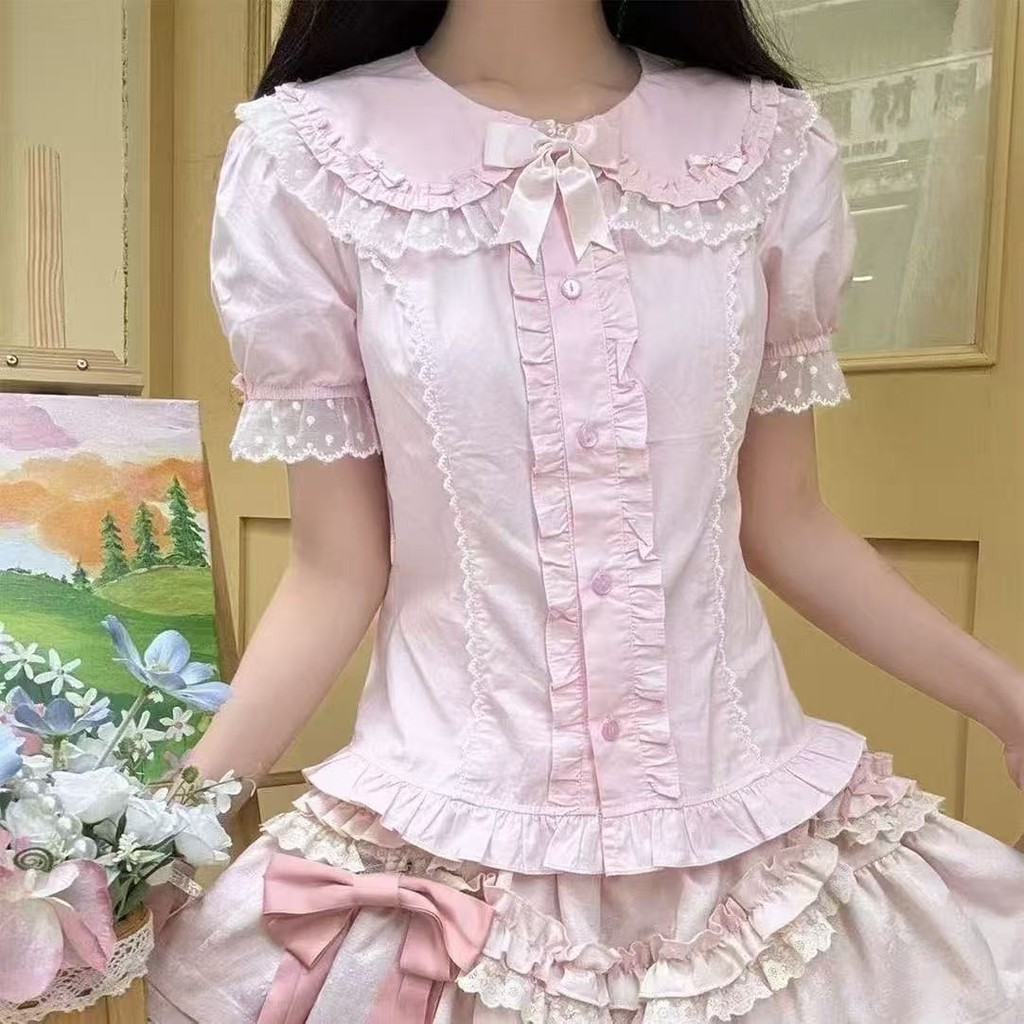 Lolita Soft Girl Sweet 2026 เสื้อตุ๊กตาน่ารักเสื้อแขนสั้นเสื้อ Lolita Top 6.30
