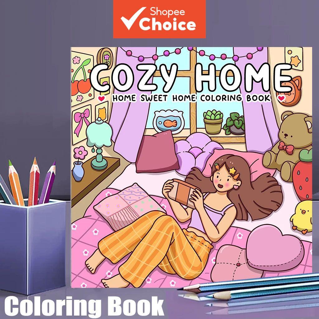 สมุดระบายสีผู้ใหญ่ Cozy Home 28 หน้าของขวัญบรรเทาความเครียดสําหรับของขวัญวันเกิดของโรงเรียน