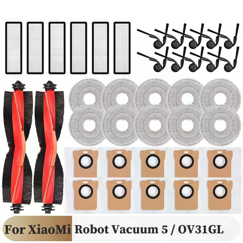 Xiaomi Robot Vacuum 5 / OV31GL อุปกรณ์ทําความสะอาดหลักแปรงด้านข้าง Mop ผ้ากรองถุงเก็บฝุ่นอะไหล่ทดแทน