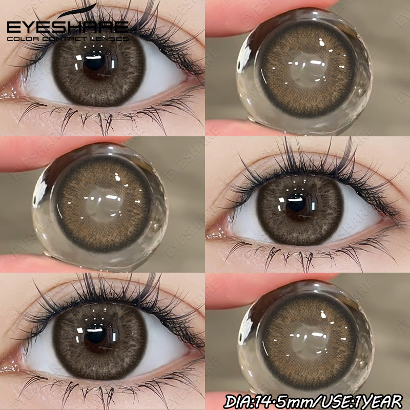 [จัดส่งจากประเทศไทย] EYESHARE 1 คู่ใหม่สีน้ําตาลคอนแทคเลนส์เลนส์นุ่มธรรมชาติสีดําแฟชั่นสีสีเทานักเรียนใช้เลนส์