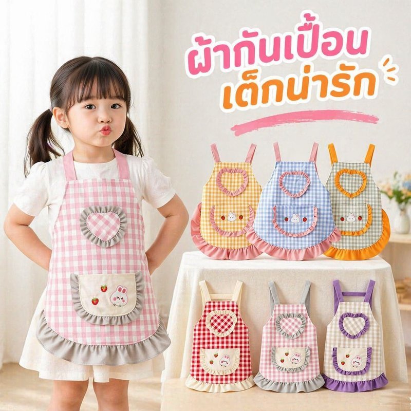 ผ้ากันเปื้อนเด็ก กันน้ำ ลายเจ้าหญิง น่ารัก เด็กผู้หญิง ป้องกันเปื้อน เช็ดง่าย มีช่องใส่ของ