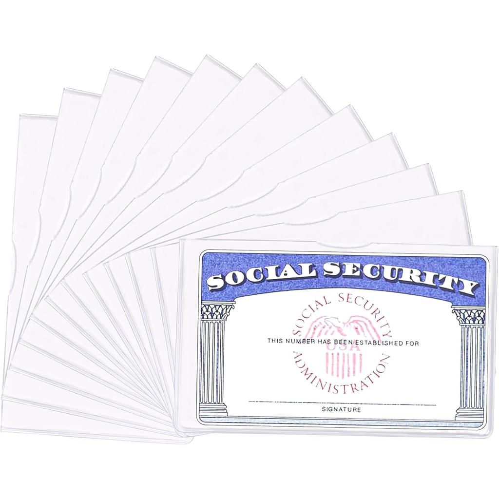 12 ชิ้น Social Security Card Protector กันน้ําพลาสติกผู้ถือบัตร,กระเป๋ากาวใสสําหรับ Protector ID, บั