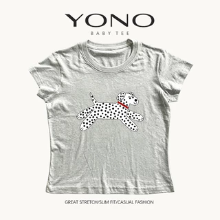 (พร้อมส่ง24ชม.) baby tee สีดำ ลายหมาดัลเมเชียน ฟีลมินิมอลน่ารักหวานเท่ ทรงเข้ารูป ใส่ชิคทุกวัน