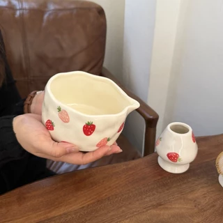 ชามมัทฉะ Chawan ชุดชงมัทฉะ 2 ชิ้น ถ้วยเซรามิกญี่ปุ่น 550ml มีปากเท ฐานกันลื่น ลายนูนเมฆ