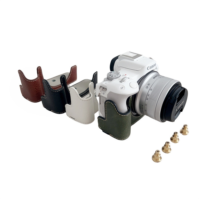 เหมาะสําหรับ Canon R50/R100 ครึ่งแพ็คกล้องฐานลายลิ้นจี่ Canon R50 R100 เคสหนังป้องกัน