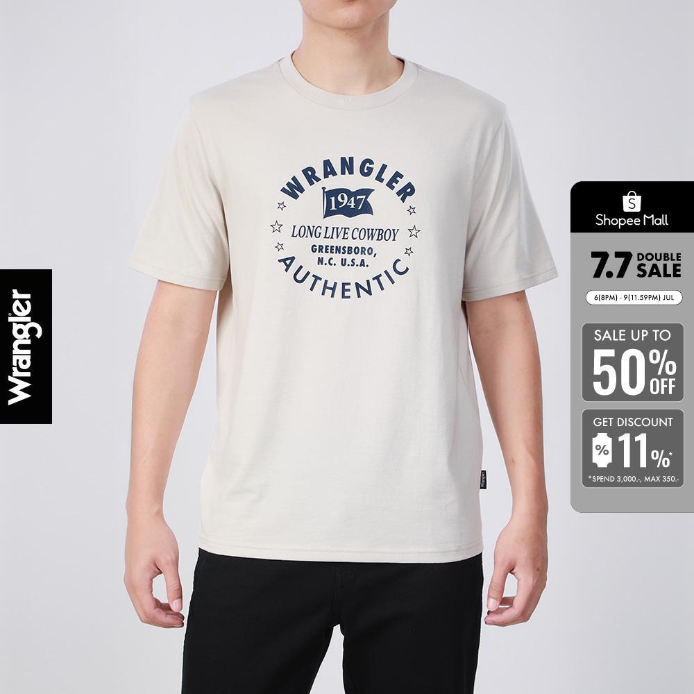 WRANGLER เสื้อยืดแขนสั้นผู้ชาย รุ่น WR S126MTSSF10 สีเบจ