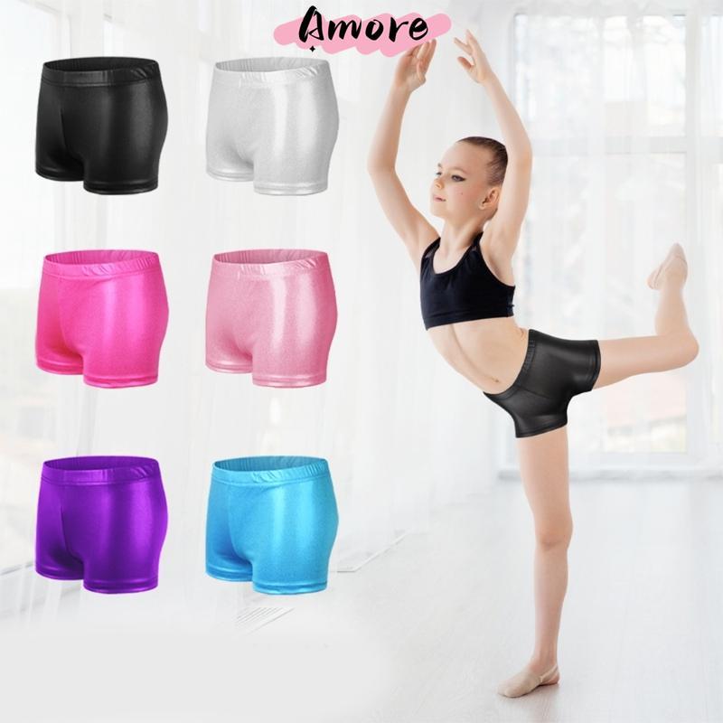 Amore Stylish Bronzing Dance Pants สําหรับเด็กความยืดหยุ่นกีฬากางเกงขาสั้นเพลิดเพลินไปกับทุกวันสําหร