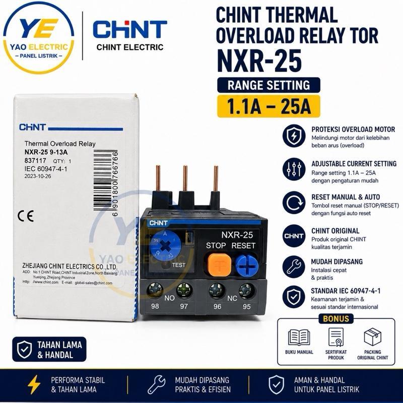CHINT รีเลย์โอเวอร์โหลดความร้อน NXR-25 1.1A-25A สําหรับ NXC Contactor Original CHINT ไฟฟ้า