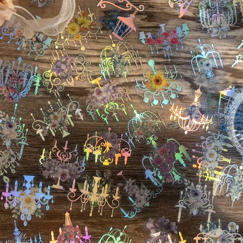 Laser Silver PET Sticker Light Shadow Flower Full รูปที่ 3
