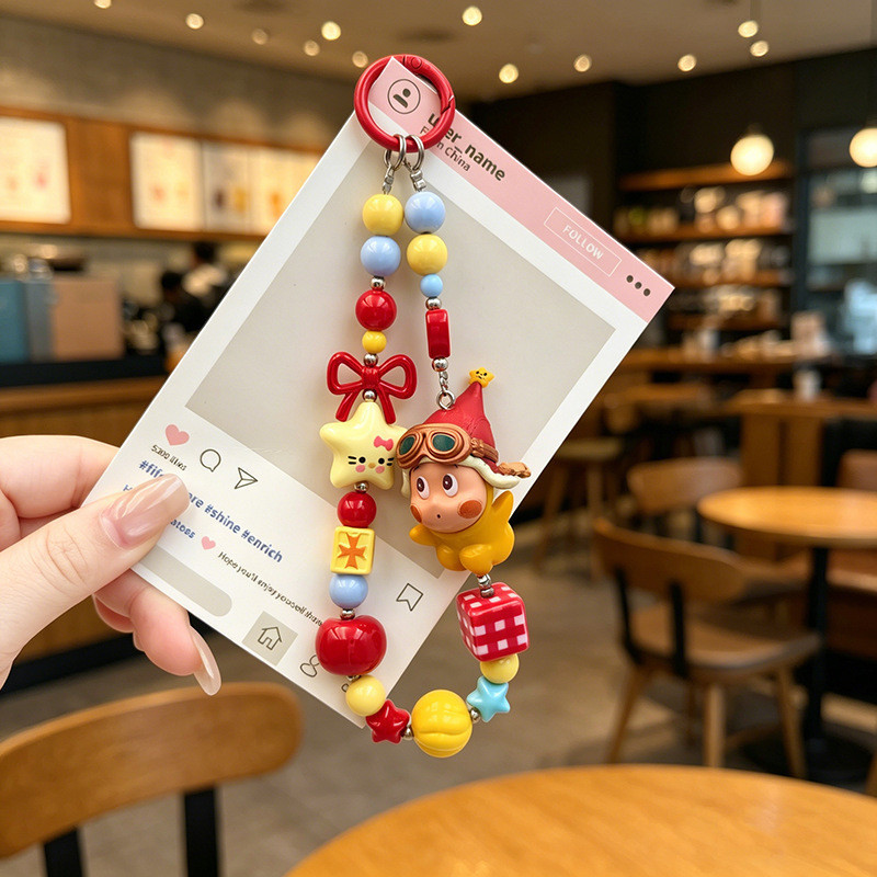 (热款)Star People Beaded to Baby Mobile Phone Chain pop Dopamine Free Match Original K//7.7❀