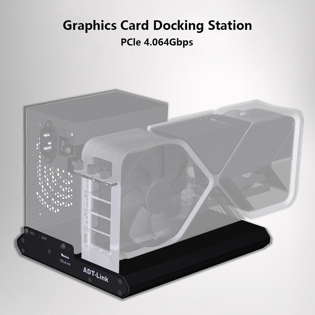 JMT OCuLink ภายนอก GPU Dock PCIe4.0 X4 64Gbps OCuLink SFF-8612 ถึง PCIex16 กราฟิกการ์ด Dock สําหรับ 