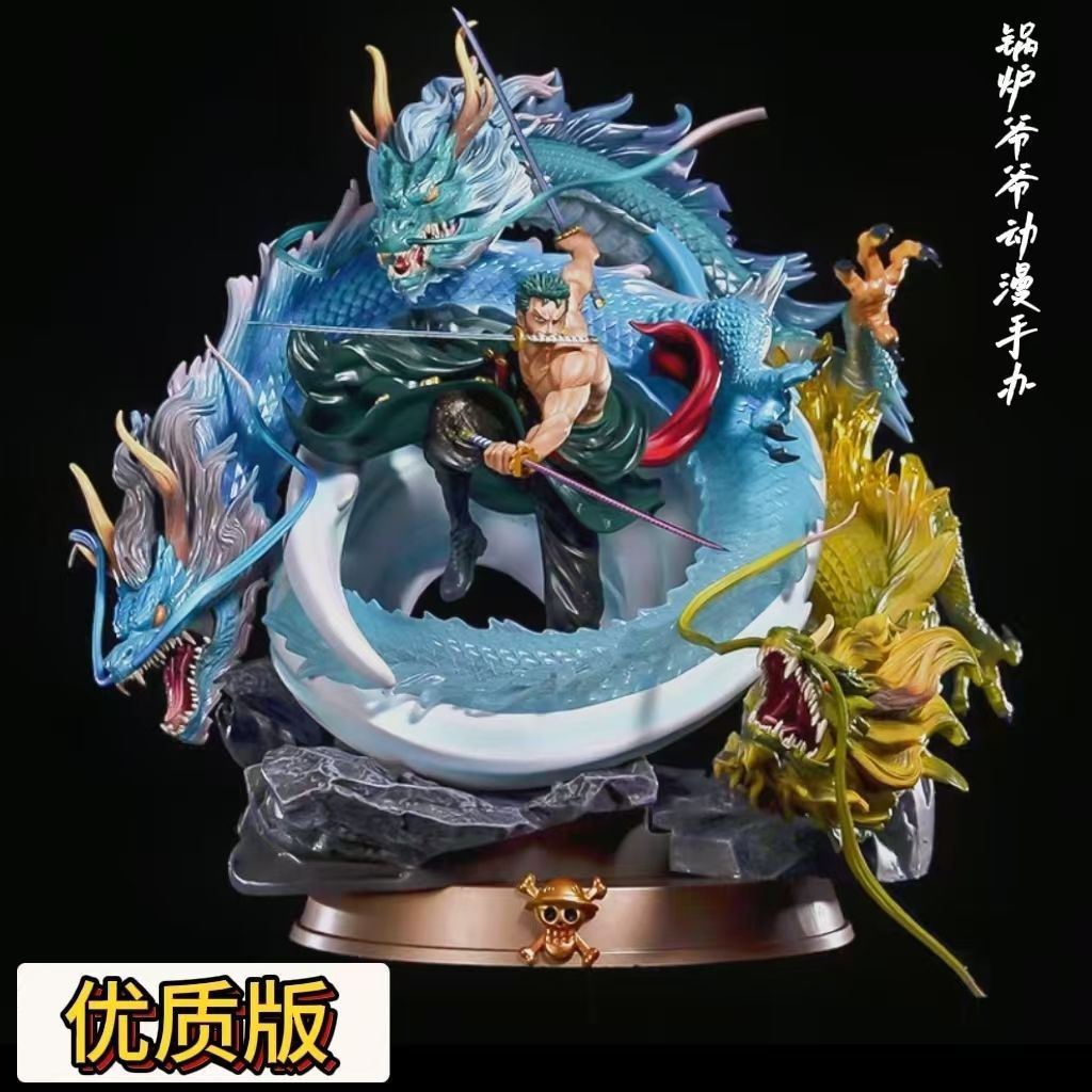 New Product#One Piece figure GK Three Dragons Zoro Tornado Black Pearl Modified Statue Model Zoro Fi