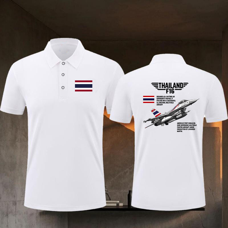 [สินค้าพร้อมส่ง]เสื้อโปโล ไทยนี้รักสงบ F-16 printed ผ้าCotton มีสองสี ทั้งทรงปกติแล polo shirt ผ้า ใ