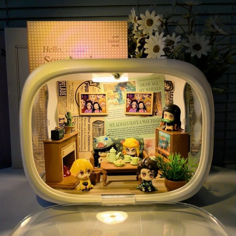 นั่ง Demon Slayer Blade Tanjiro Demon Slayer สมาชิกตุ๊กตาตุ๊กตาอะนิเมะน่ารักตกแต่งห้อง Night Light