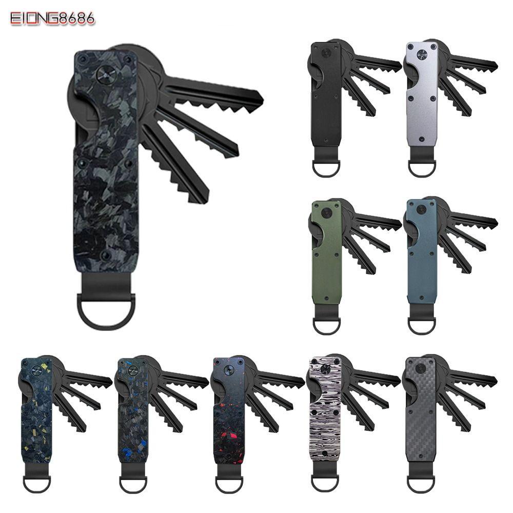 EIONG8686FT Key Organizer,ผู้ถือกุญแจโลหะเรียบง่าย,สมาร์ทถือ 2-6 คีย์พร้อมปุ่มไขควง Fob สําหรับคีย์น้อยกว่า 6.2 ซม.