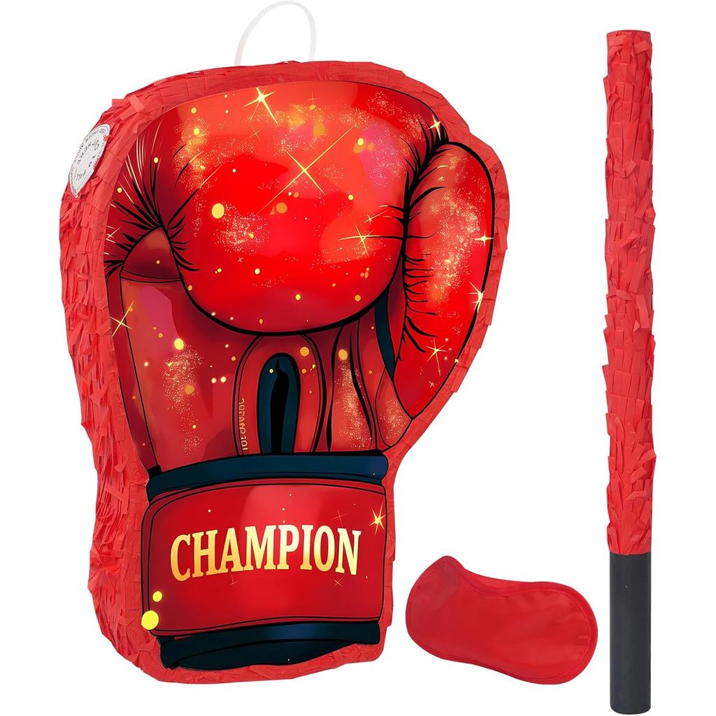 นวมชกมวย Piñata - Boxing Piñata พร้อม Blindfold and Bat Sport Themed Birthday Party Game Decorative 