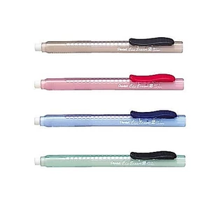 Pentel clic eraser 2 grip refillable retractable ZE11T I ยางลบเลื่อนด้ามใส 4 สี แบบกลม
