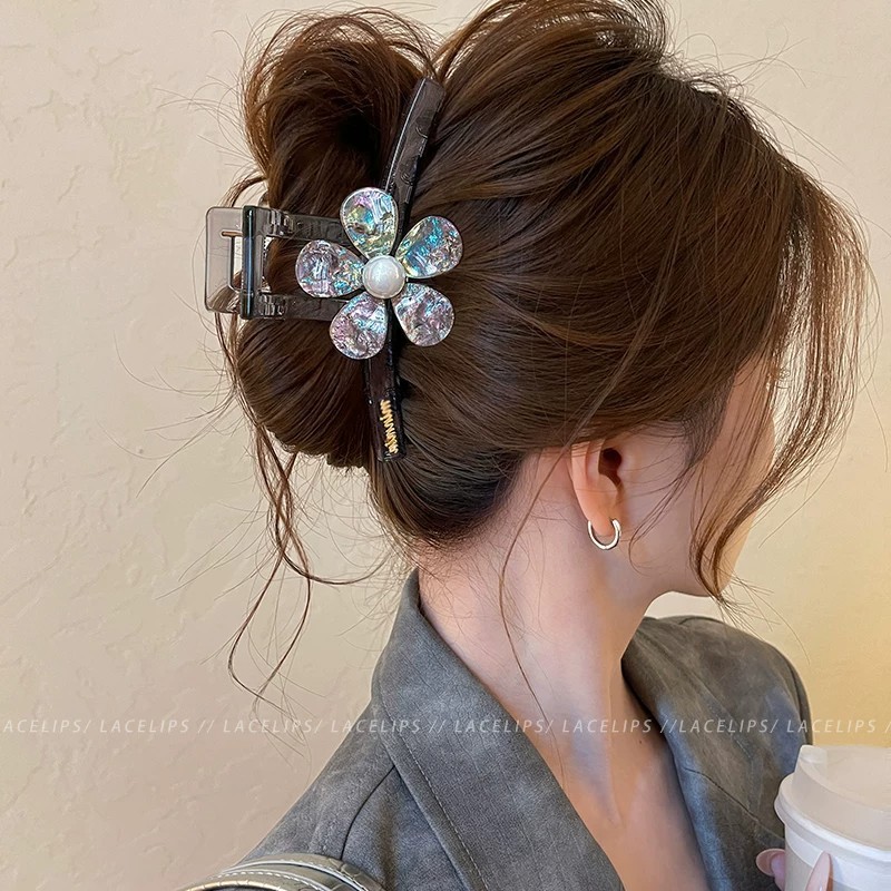 High-End Gilt Flower Grab Clip Female Unique Beautiful Shark Clip